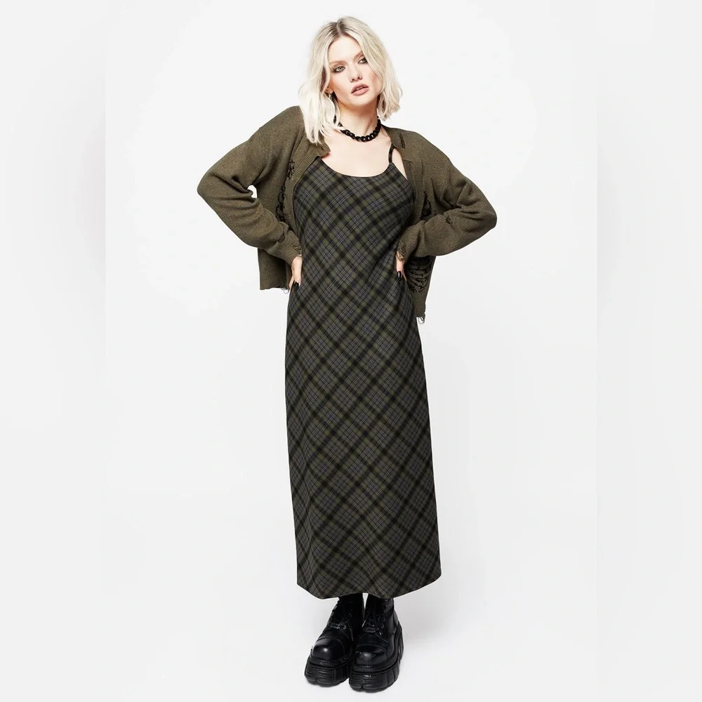 NWT Disturbia Reseda Check Midaxi Cami Dress US 14 / UK 18 - Picture 4 of 5